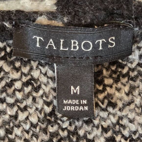 Talbots Womens Leopard Print Open Front Fuzzy Knit Cardigan Black White Medium - Picture 5 of 11